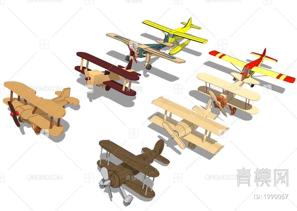 实木玩具飞机SU模型下载【ID:1990067】