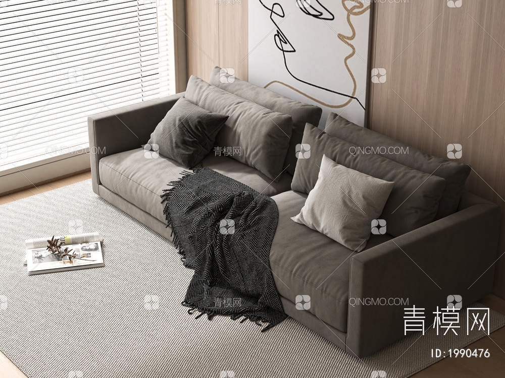 双人沙发3D模型下载【ID:1990476】