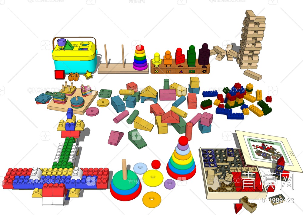 儿童玩具 积木拼图SU模型下载【ID:1989423】