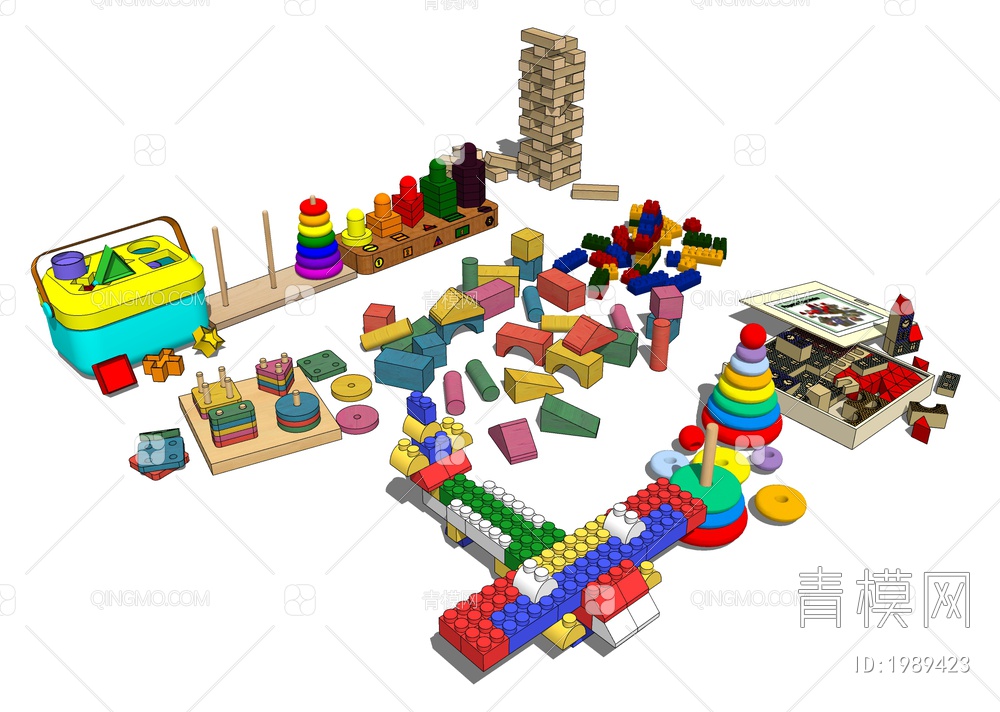 儿童玩具 积木拼图SU模型下载【ID:1989423】