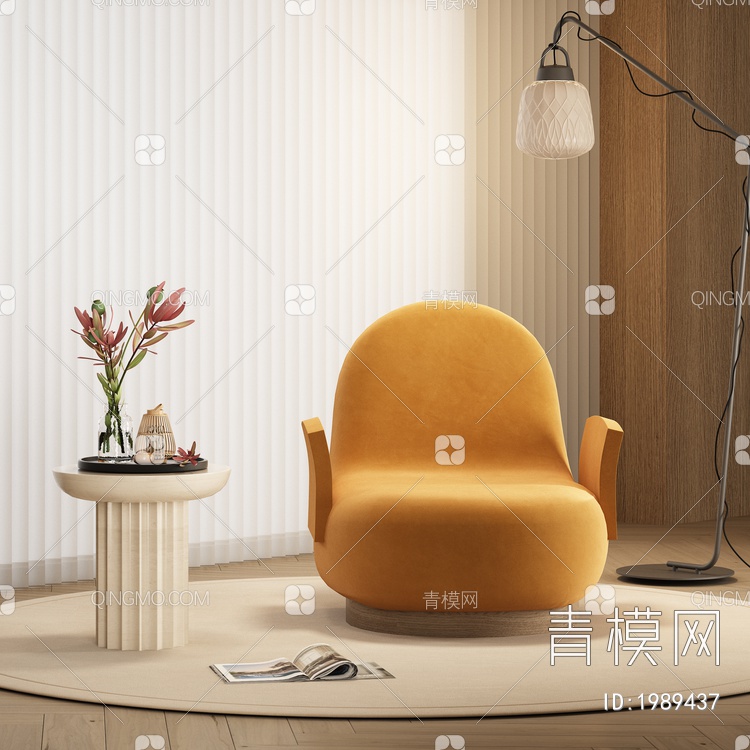 单人沙发3D模型下载【ID:1989437】