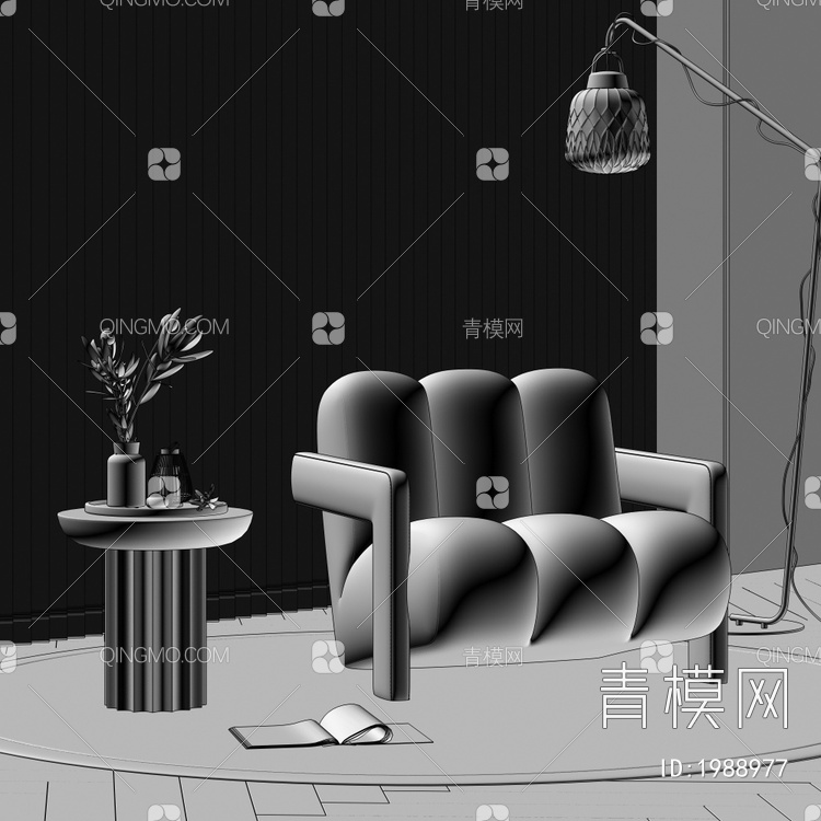 单人沙发3D模型下载【ID:1988977】