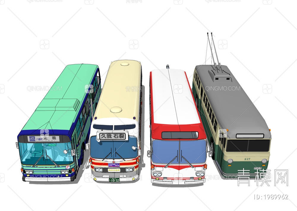 旅游班车 公交车SU模型下载【ID:1989962】