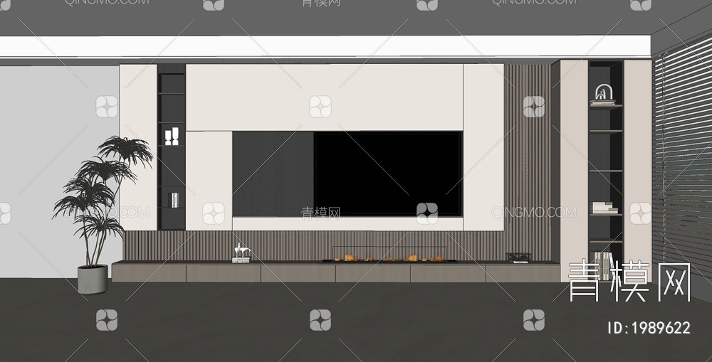 电视背景墙SU模型下载【ID:1989622】