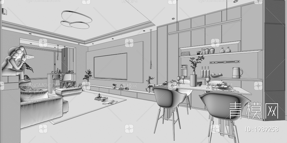客餐厅3D模型下载【ID:1989258】