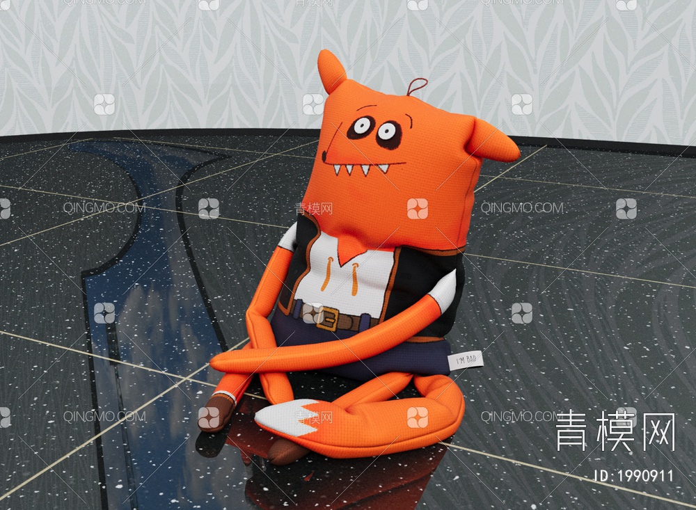儿童抱枕，狐狸动物，玩具，玩偶，摆件，娃娃3D模型下载【ID:1990911】