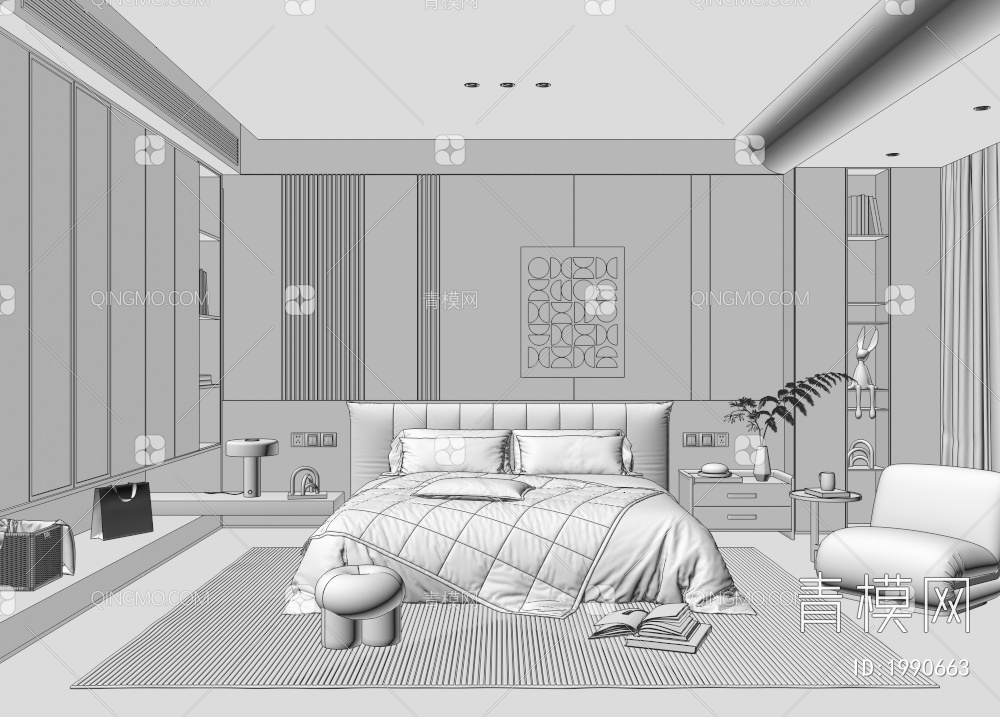 家居卧室3D模型下载【ID:1990663】