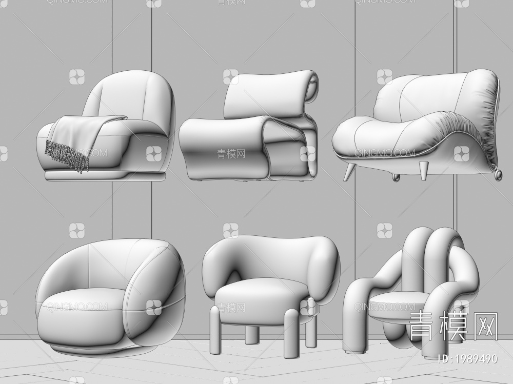 单人沙发3D模型下载【ID:1989490】