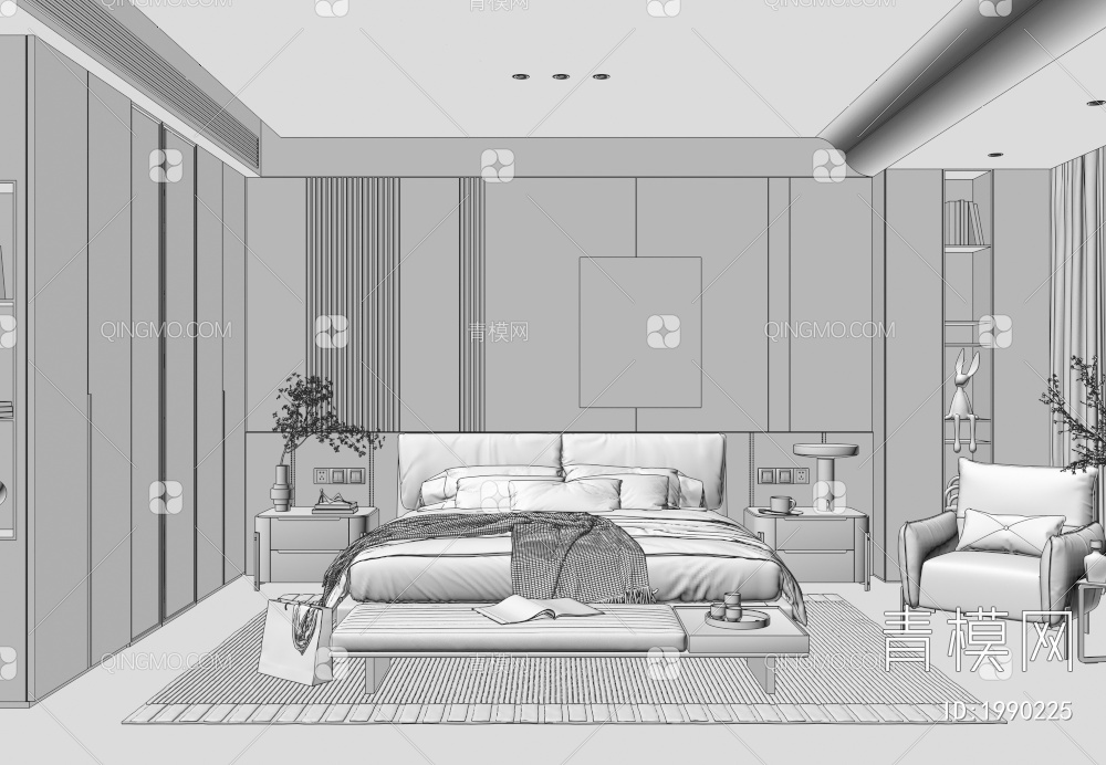 家居卧室3D模型下载【ID:1990225】