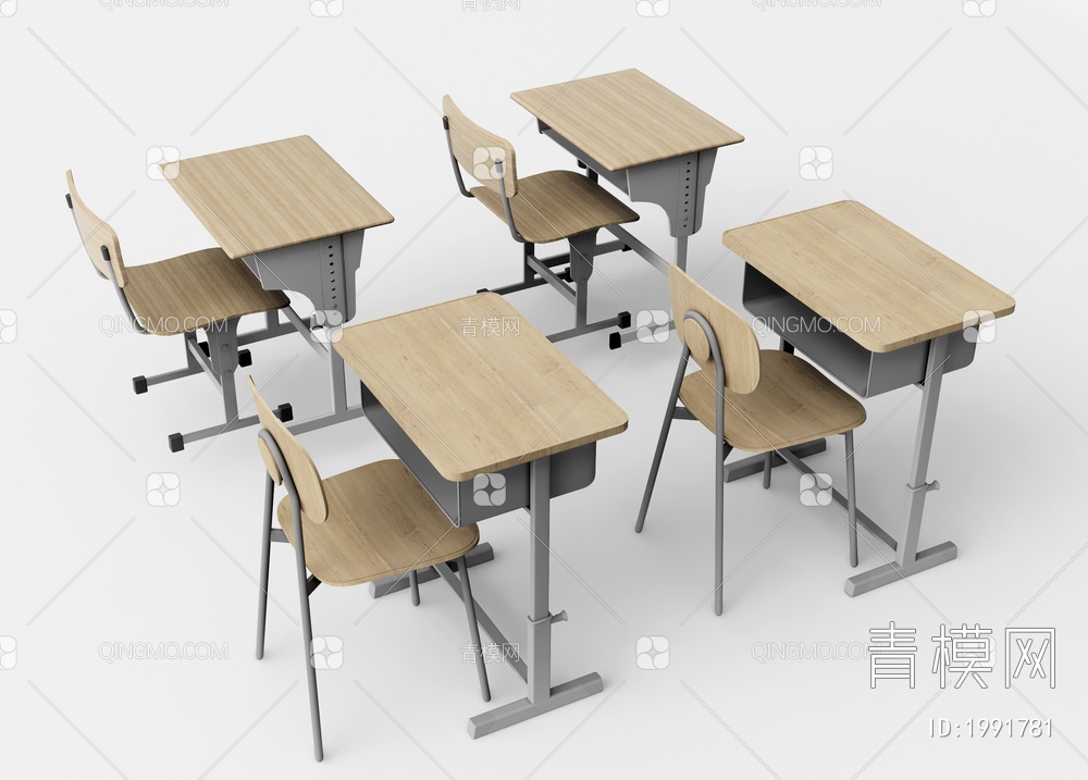 课桌椅3D模型下载【ID:1991781】