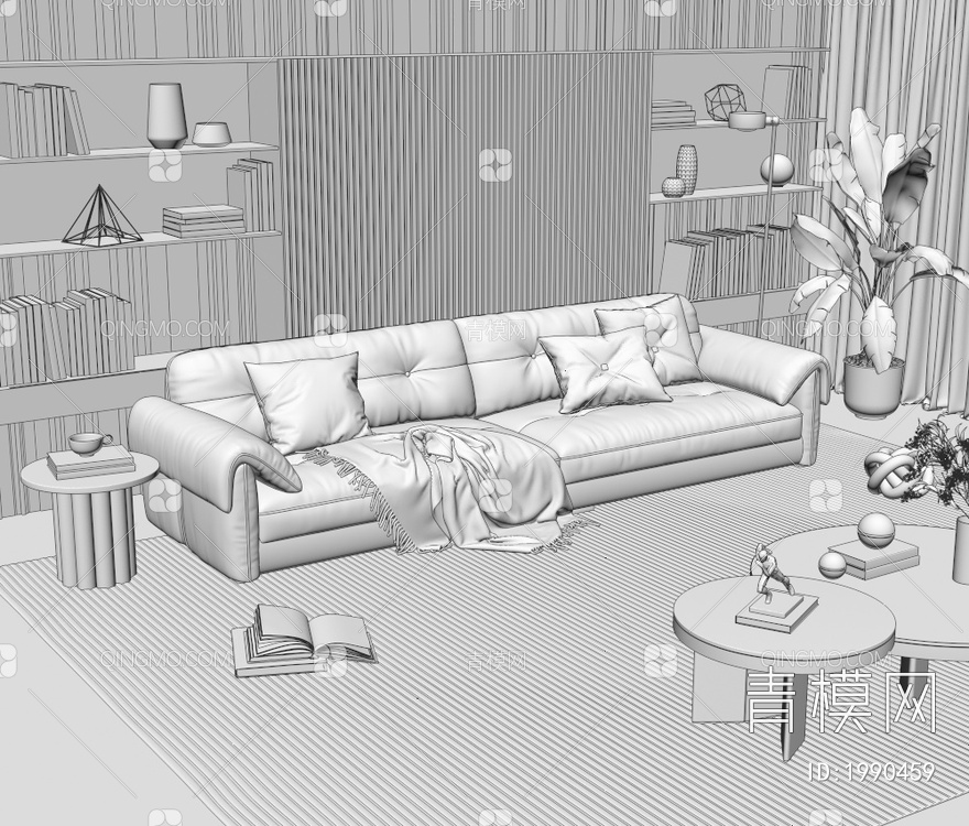 双人沙发3D模型下载【ID:1990459】