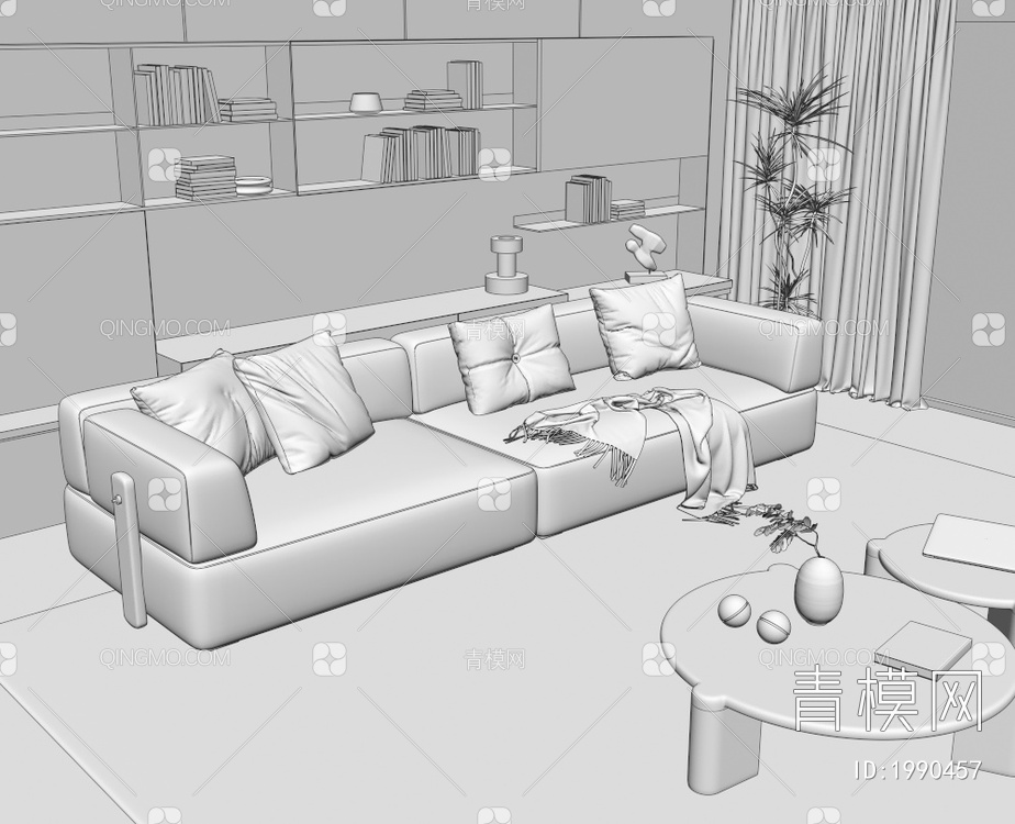 双人沙发3D模型下载【ID:1990457】