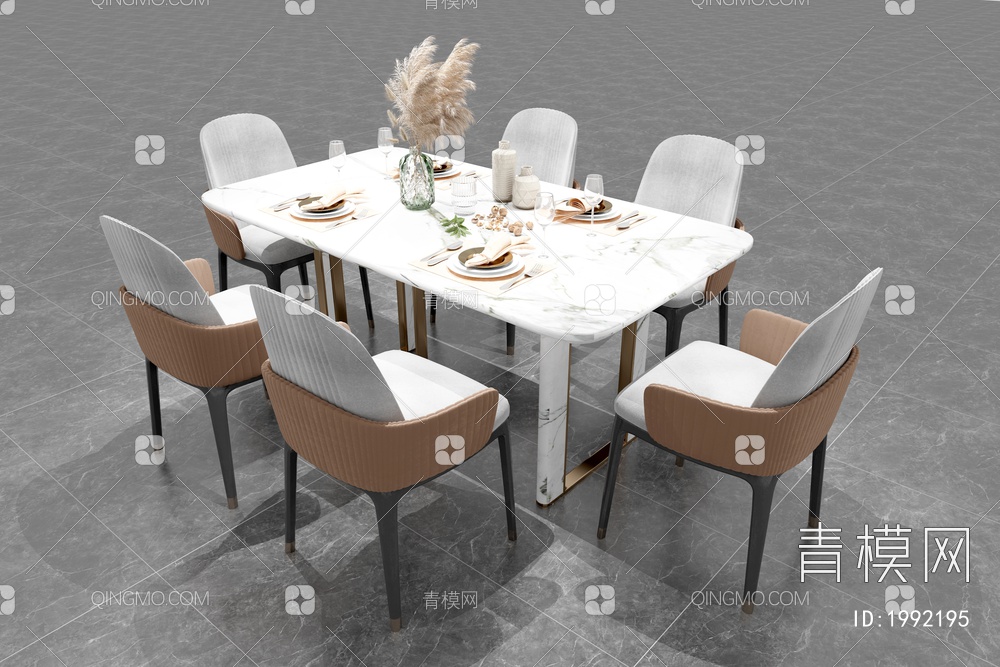 餐桌椅组合  餐桌   桌椅组合3D模型下载【ID:1992195】