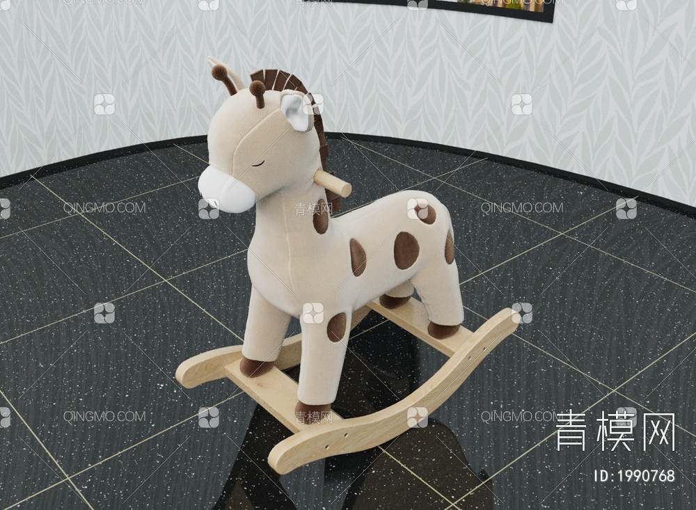 木质儿童摇椅，儿童房，卡通，可爱3D模型下载【ID:1990768】