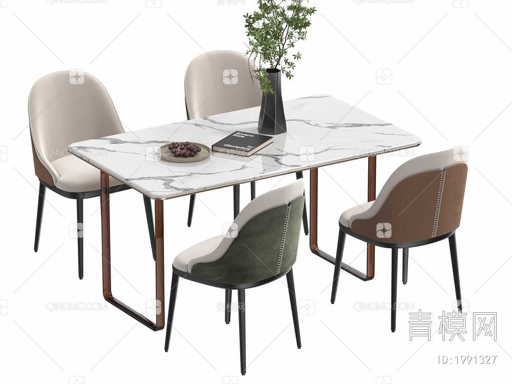 餐桌椅组合 餐椅 单椅 餐桌3D模型下载【ID:1991327】