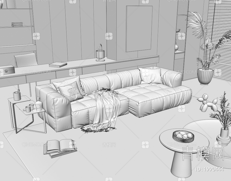 双人沙发3D模型下载【ID:1990444】