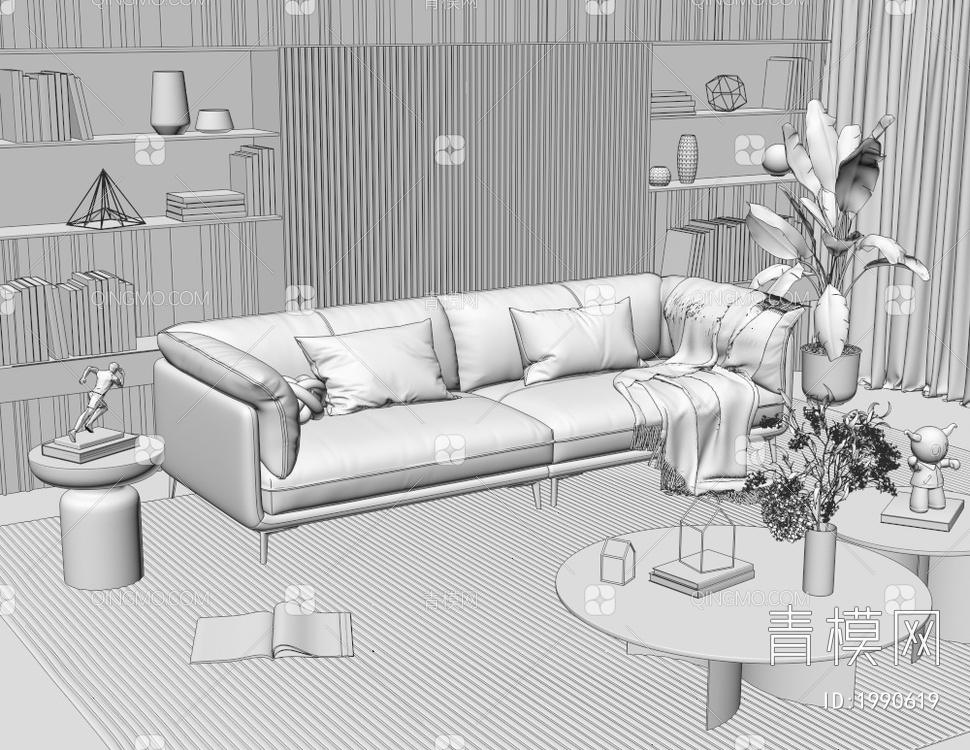 双人沙发3D模型下载【ID:1990619】