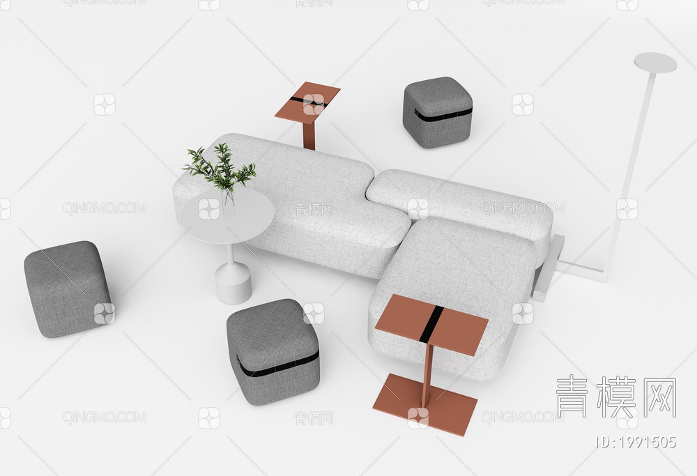 办公组合沙发 休闲沙发3D模型下载【ID:1991505】