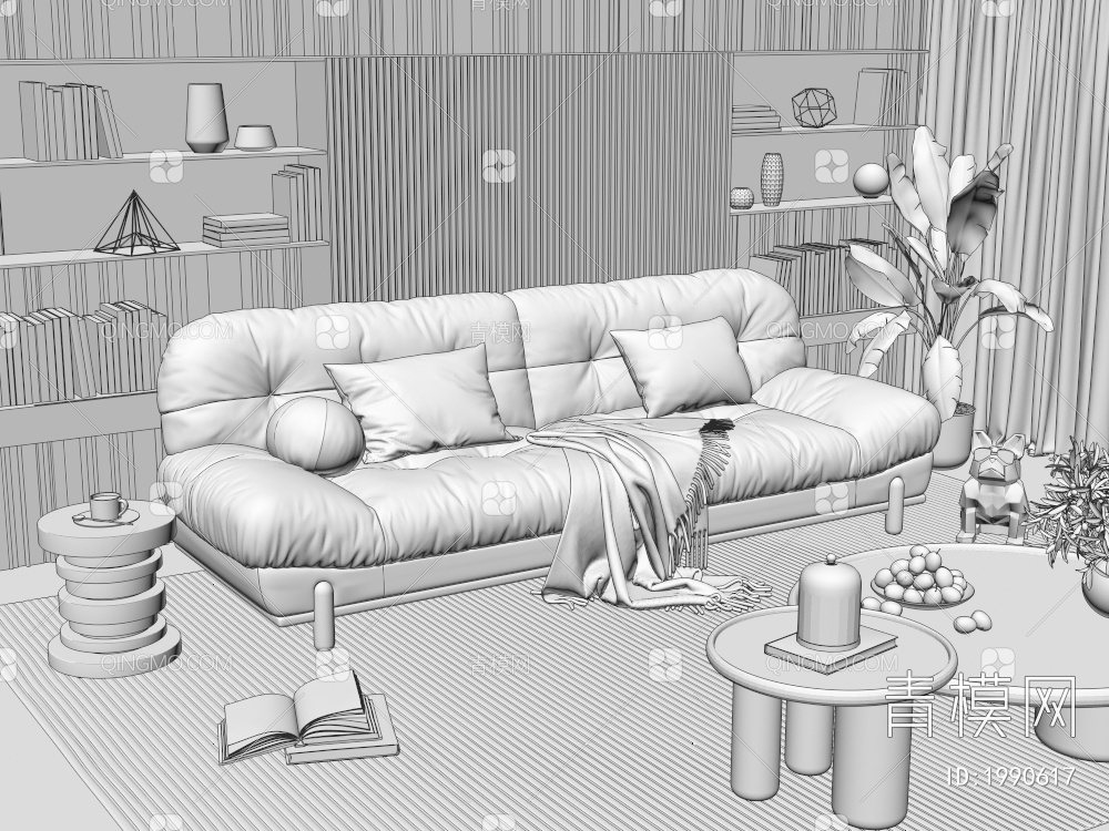 双人沙发3D模型下载【ID:1990617】