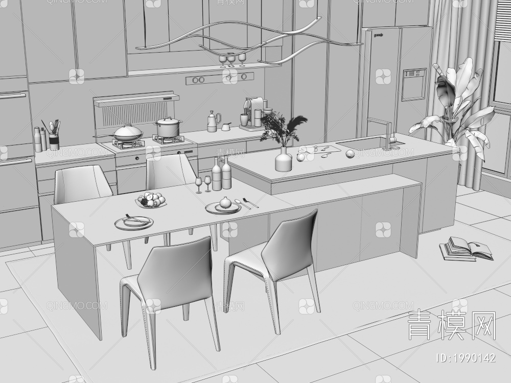 开放式厨房3D模型下载【ID:1990142】