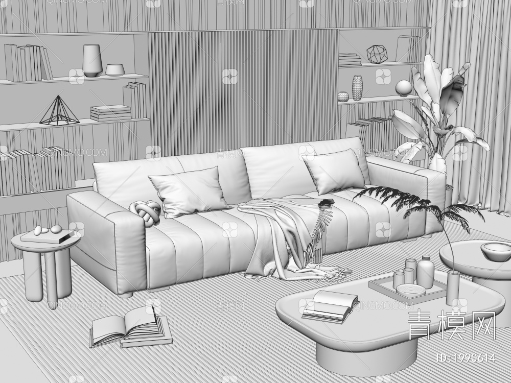 双人沙发3D模型下载【ID:1990614】