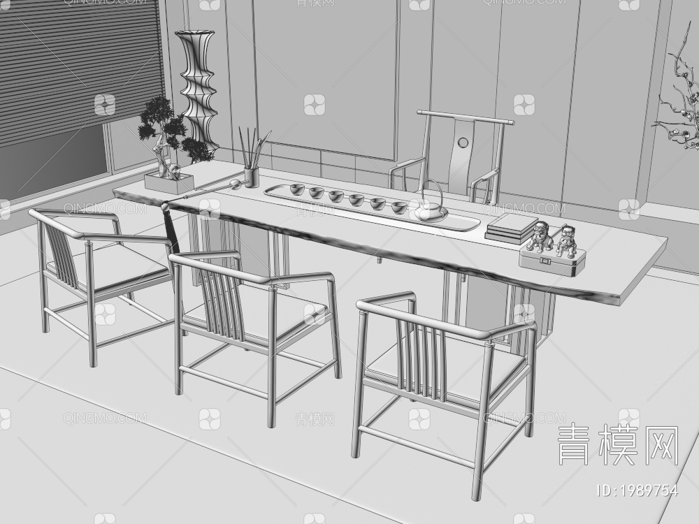 茶桌椅组合3D模型下载【ID:1989754】