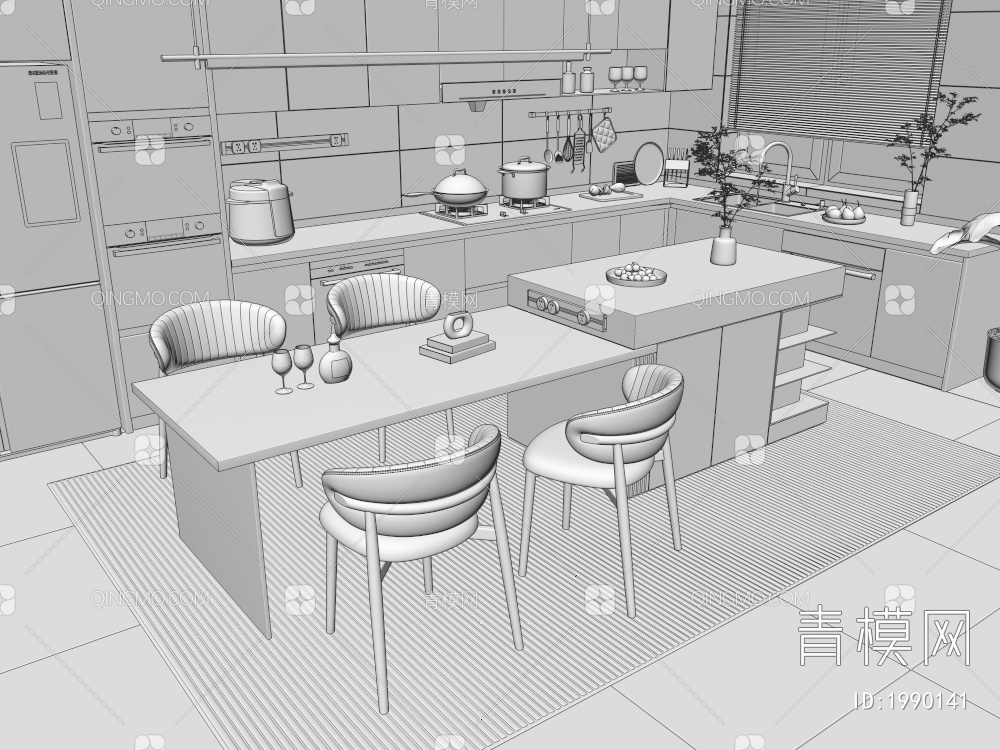 开放式厨房3D模型下载【ID:1990141】
