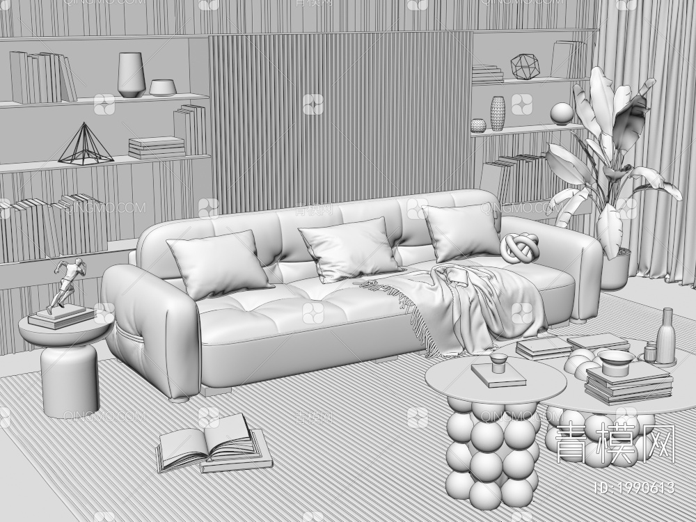 双人沙发3D模型下载【ID:1990613】