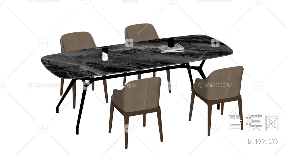 餐餐桌椅组合SU模型下载【ID:1991379】