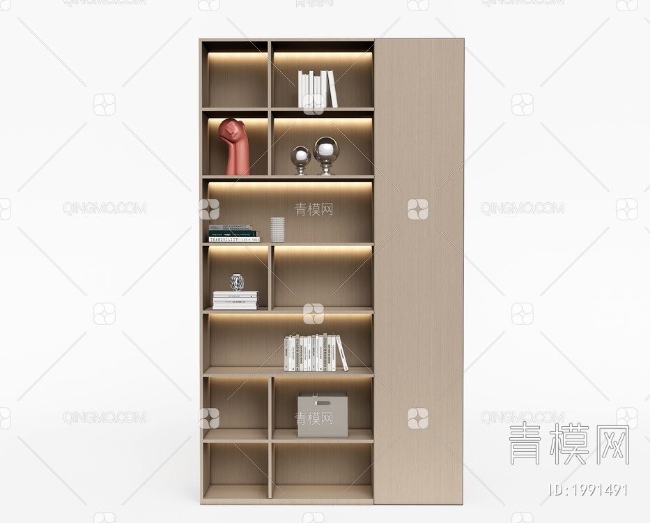办公装饰柜 书柜3D模型下载【ID:1991491】
