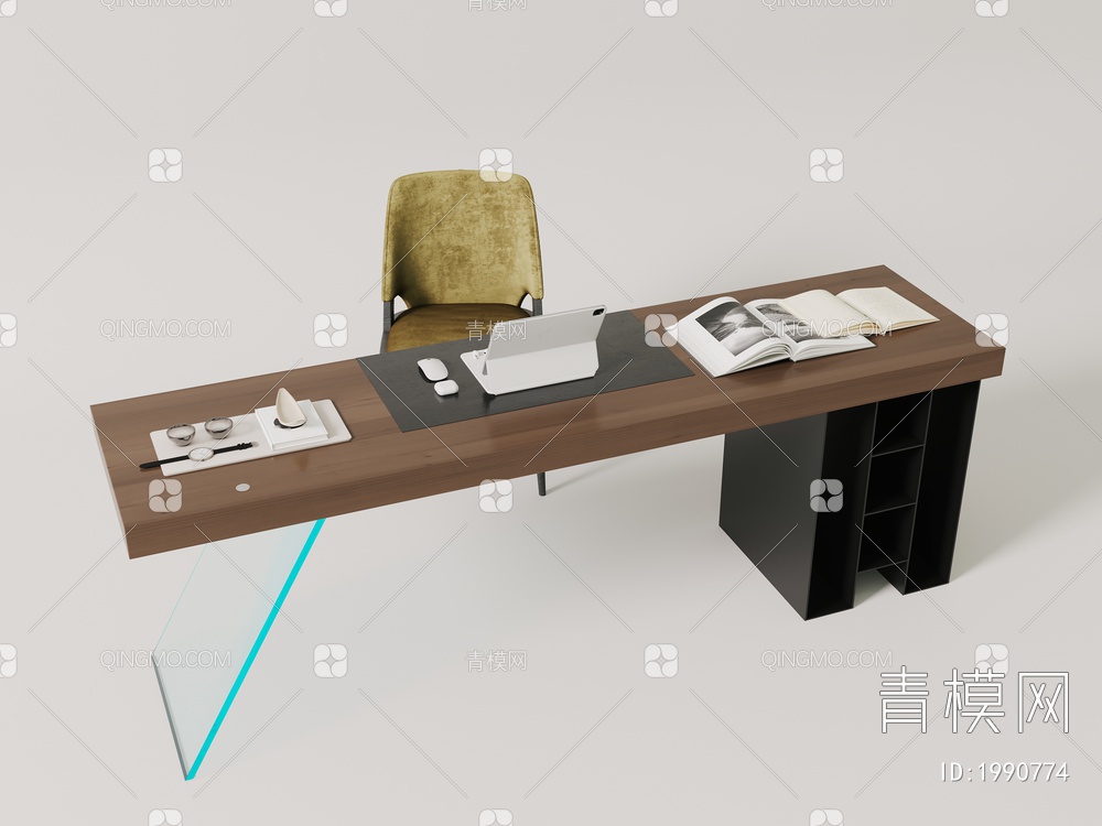 实木，几何，书桌3D模型下载【ID:1990774】