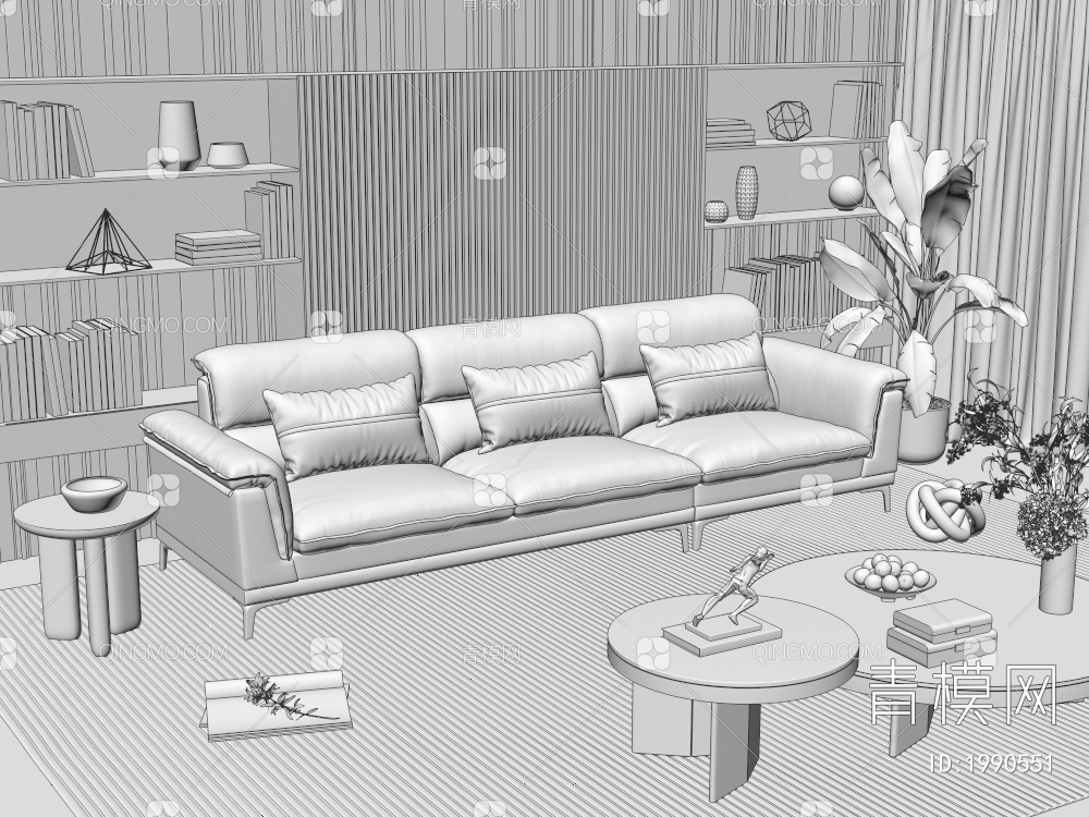 三人沙发3D模型下载【ID:1990551】