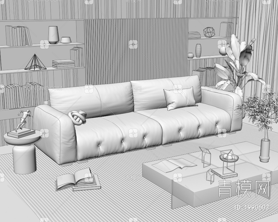 双人沙发3D模型下载【ID:1990603】