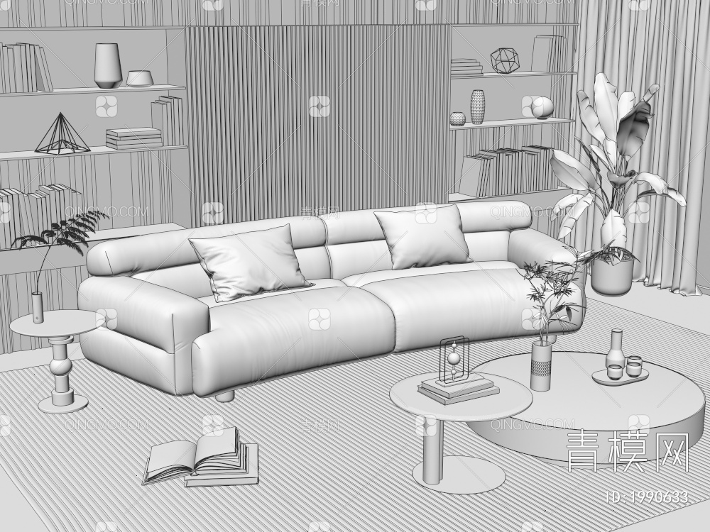双人沙发3D模型下载【ID:1990633】