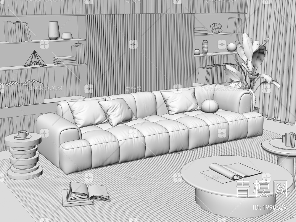 双人沙发3D模型下载【ID:1990629】