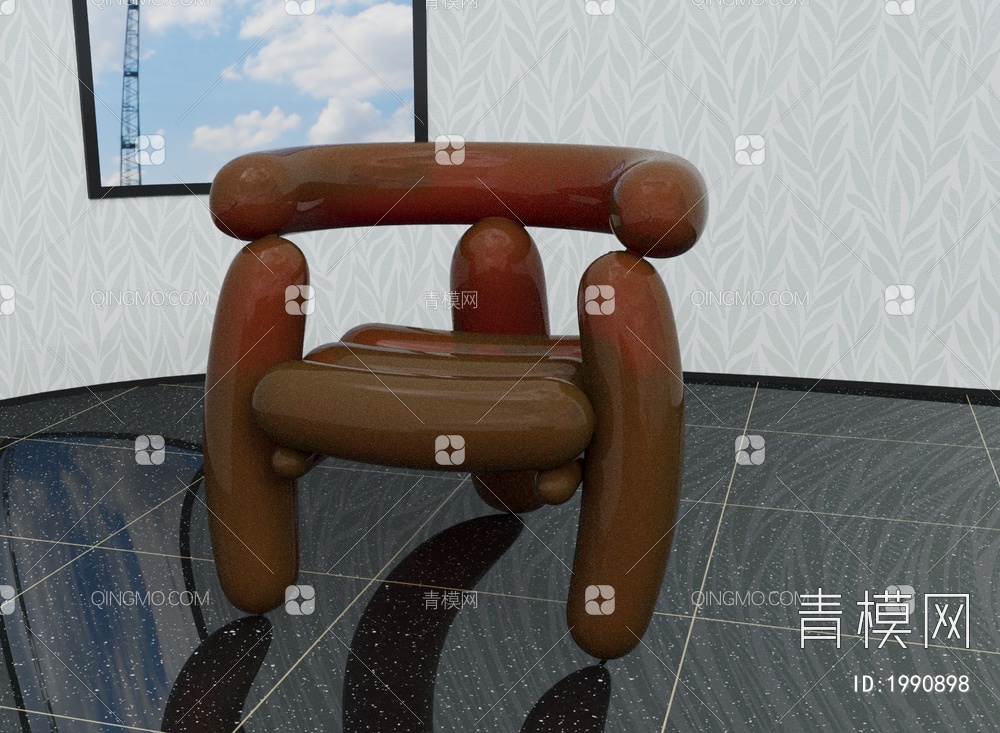 红棕色椅子，客厅，茶室3D模型下载【ID:1990898】