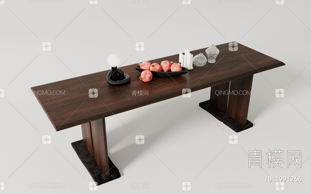 实木，复古，餐桌3D模型下载【ID:1991266】