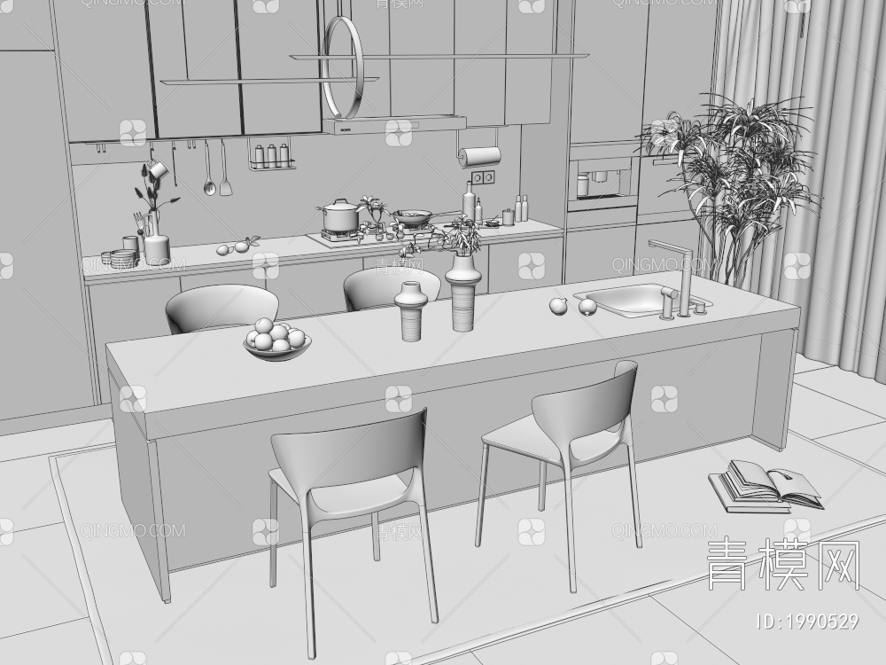 开放式厨房3D模型下载【ID:1990529】