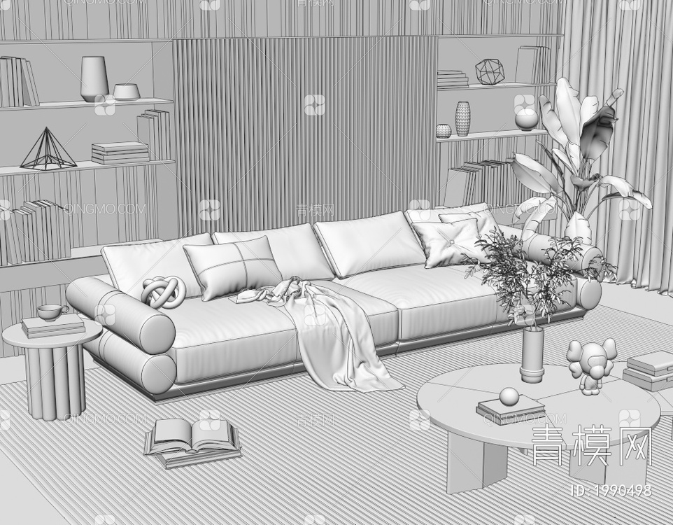 双人沙发3D模型下载【ID:1990498】