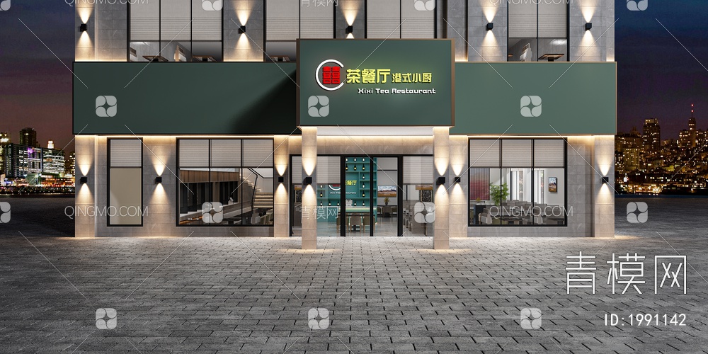中餐厅 茶餐厅 门头 门面3D模型下载【ID:1991142】