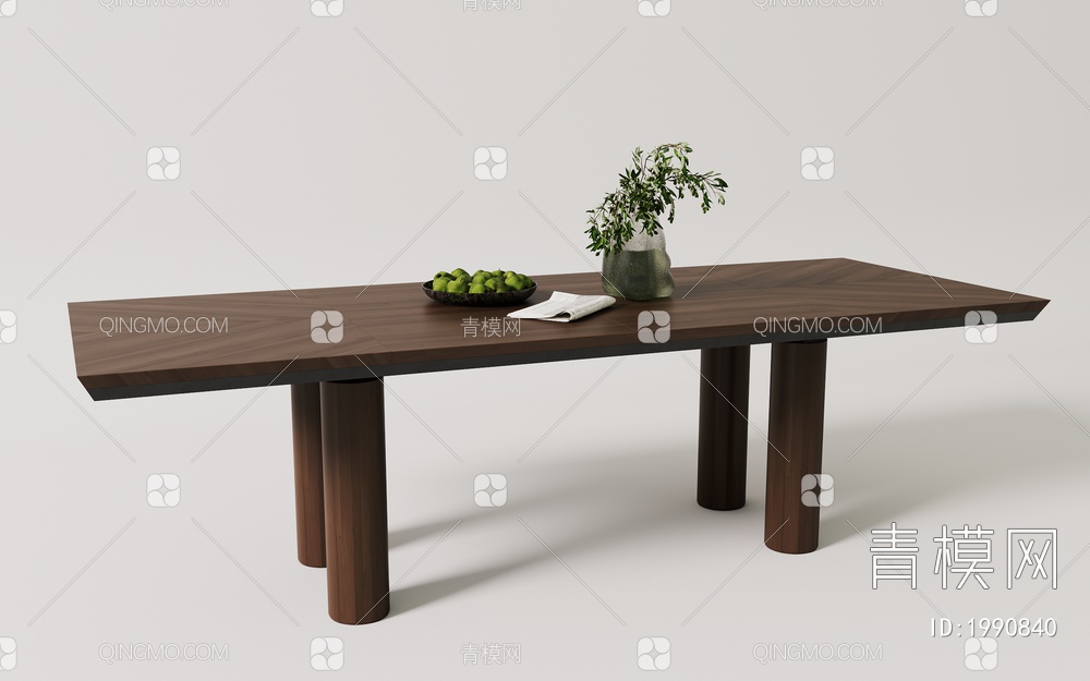 实木餐桌3D模型下载【ID:1990840】