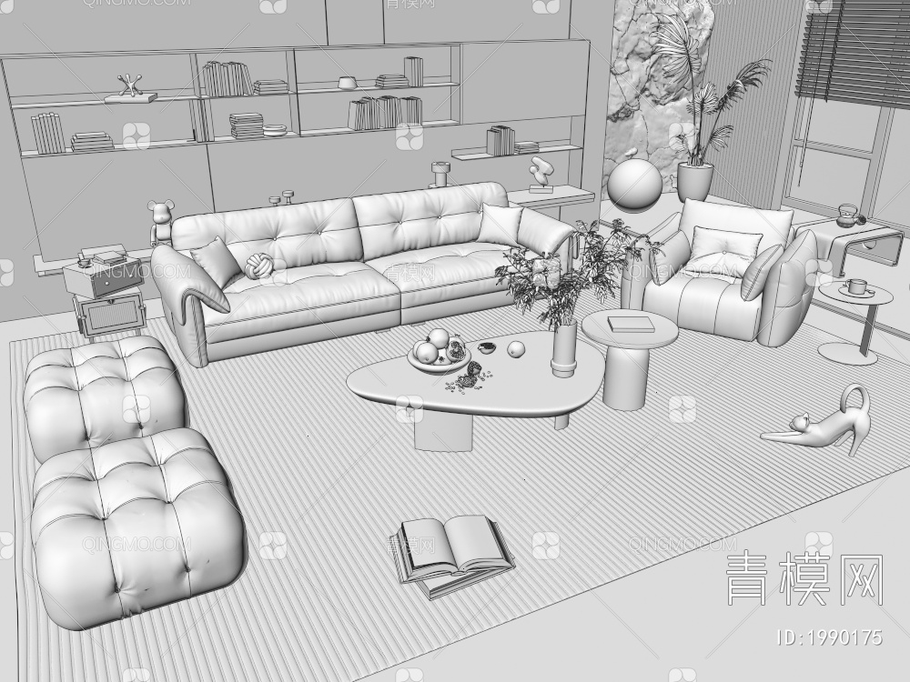 Minotti沙发茶几组合3D模型下载【ID:1990175】