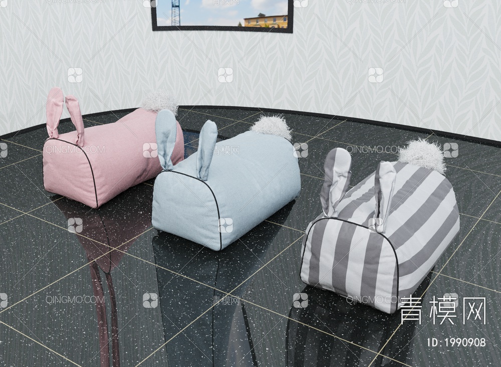 儿童可爱兔子沙发组合3D模型下载【ID:1990908】