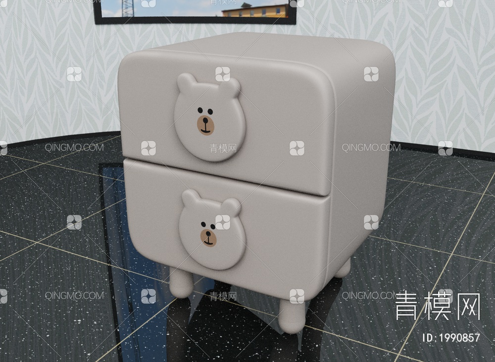 床头柜，可爱小熊3D模型下载【ID:1990857】