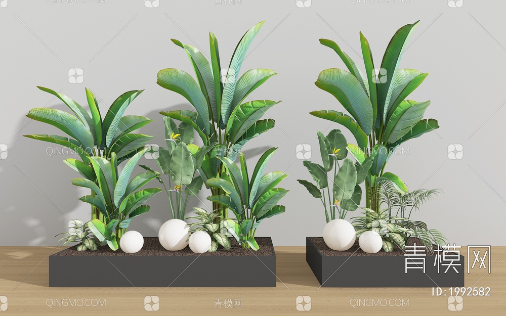 植物组合 芭蕉树 景观小品3D模型下载【ID:1992582】
