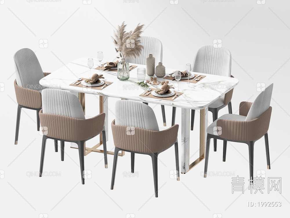 餐桌椅组合 餐椅 单椅 餐桌3D模型下载【ID:1992553】