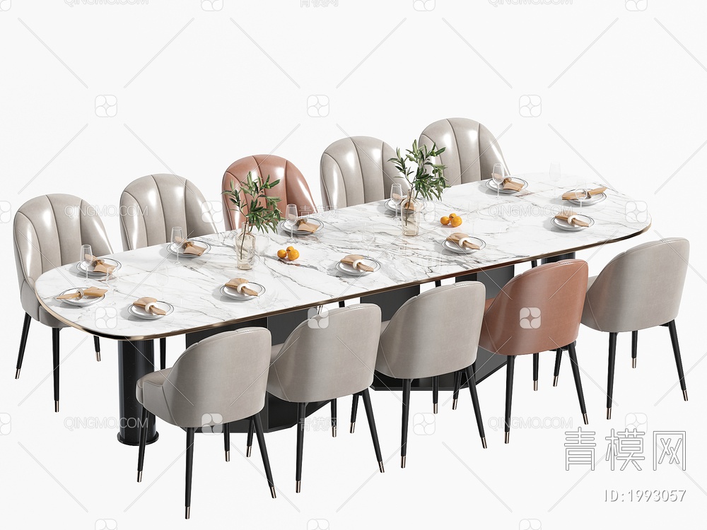 餐桌椅组合 餐椅 单椅 餐桌3D模型下载【ID:1993057】