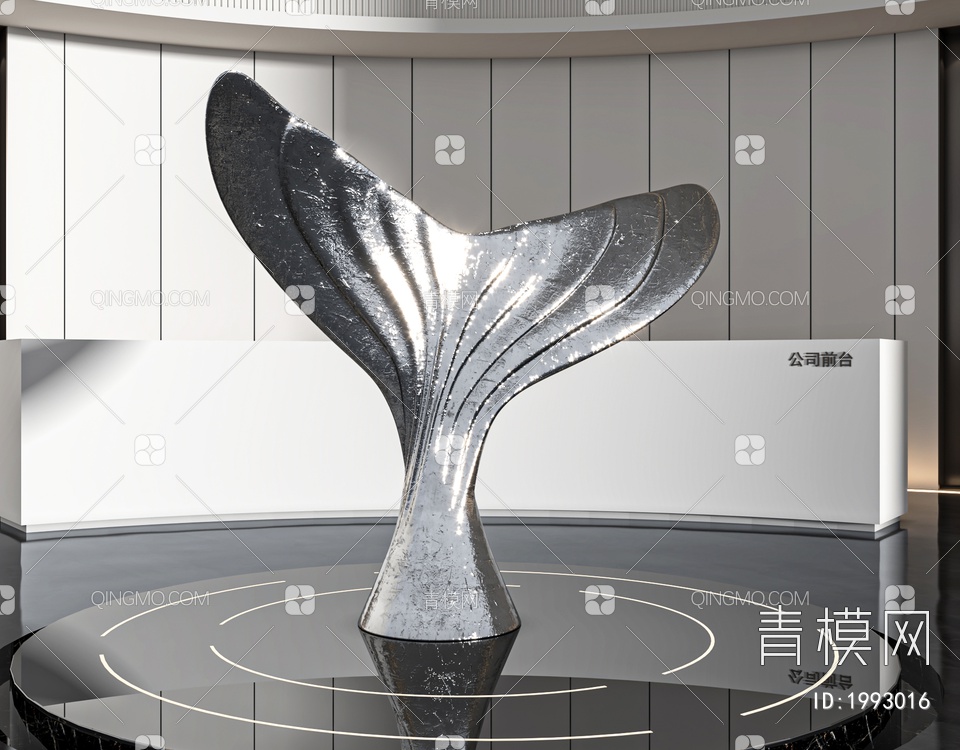 鲸鱼鱼尾雕塑装置3D模型下载【ID:1993016】