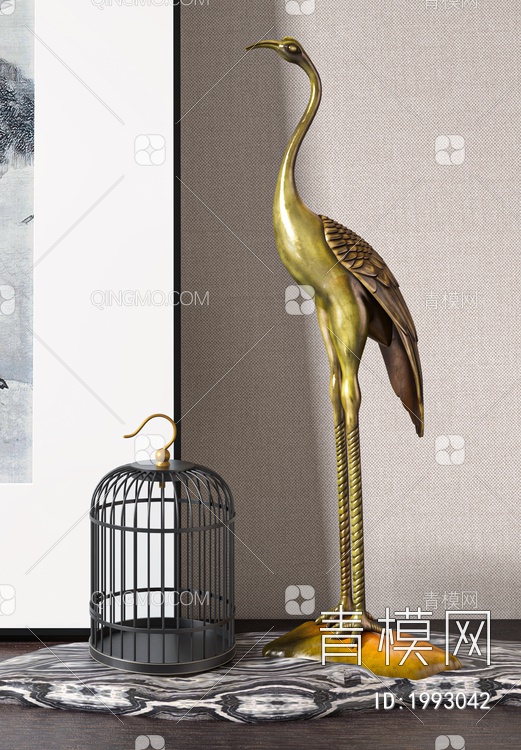 鹤雕塑摆件3D模型下载【ID:1993042】