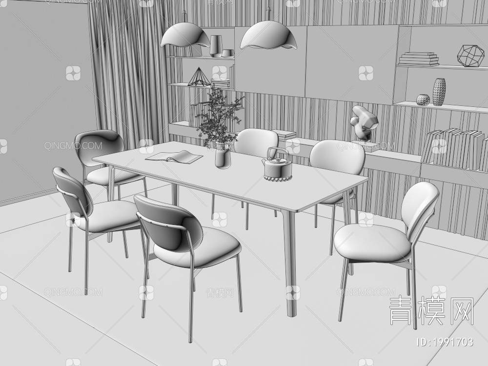 餐桌椅组合3D模型下载【ID:1991703】
